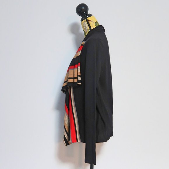 Ann Klein Striped Drape Open Front Cardigan S - Picture 4 of 9